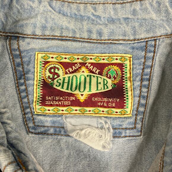 Trade Mark Shooter Western Shirt Mens 2XL Light Wash Denim Embroidered - Picture 3 of 9
